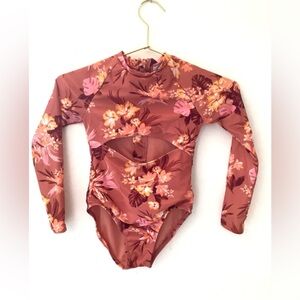 Art Class Little Girls Long Sleeve Floral Full Bathing Sz 6/7 Pre-owned